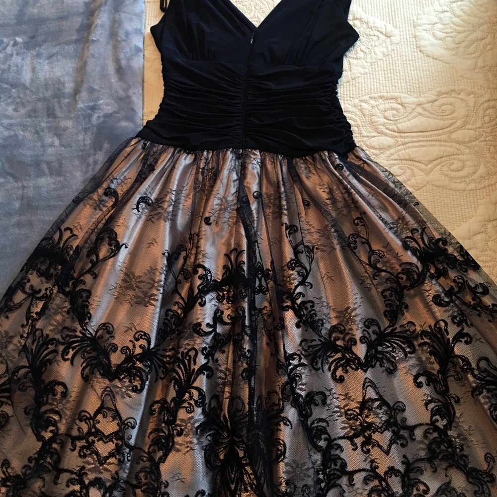 Navy and Blush Lace Dress - Picture 5 of 6